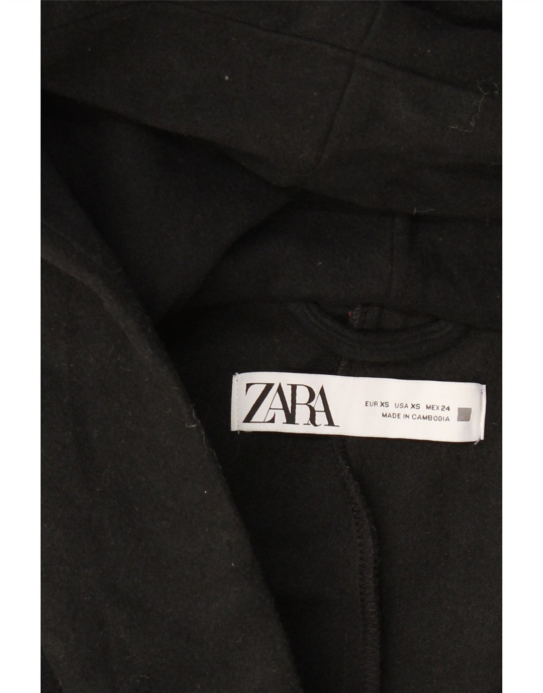 ZARA Damen Übergroßer Kapuzenmantel UK 6 XS Schwarz