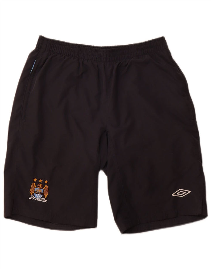 UMBRO Mens Manchester City Sport Shorts Small  Navy Blue Polyester