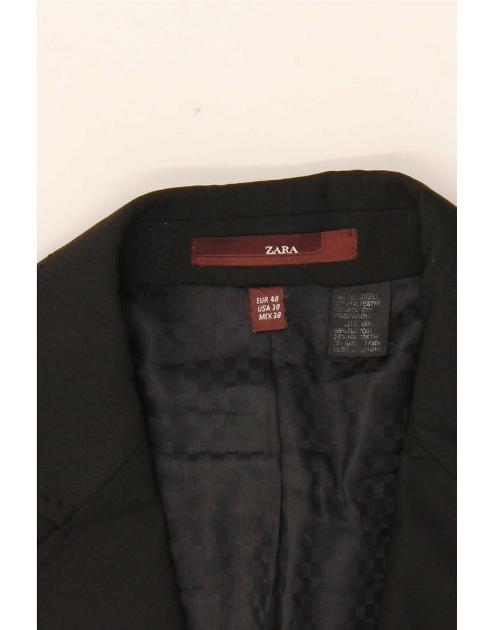 Zara Herren-Blazerjacke mit 3 Knöpfen, EU 48, mittelschwarzes Polyester