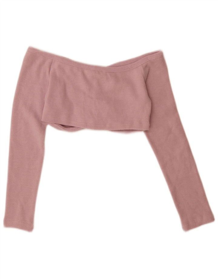Zara Damen Crop Cardigan Top UK 12 Mittelrosa
