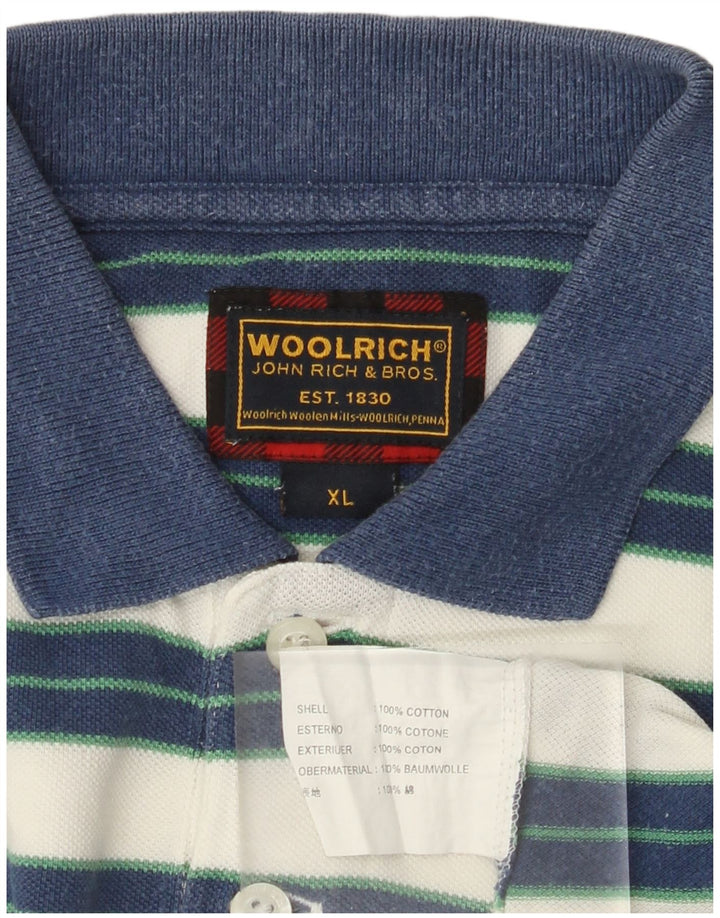 WOOLRICH Herren-Poloshirt XL, blau gestreift, Baumwolle