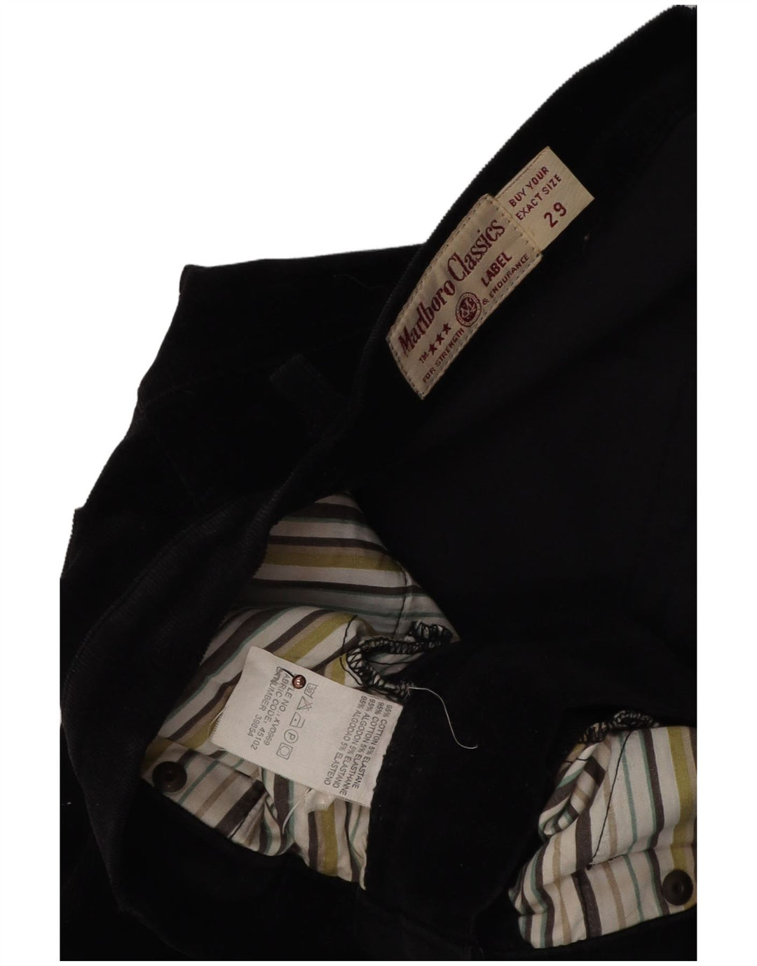 MARLBORO CLASSICS Damen Slim Cordhose W29 L28 Schwarz Baumwolle