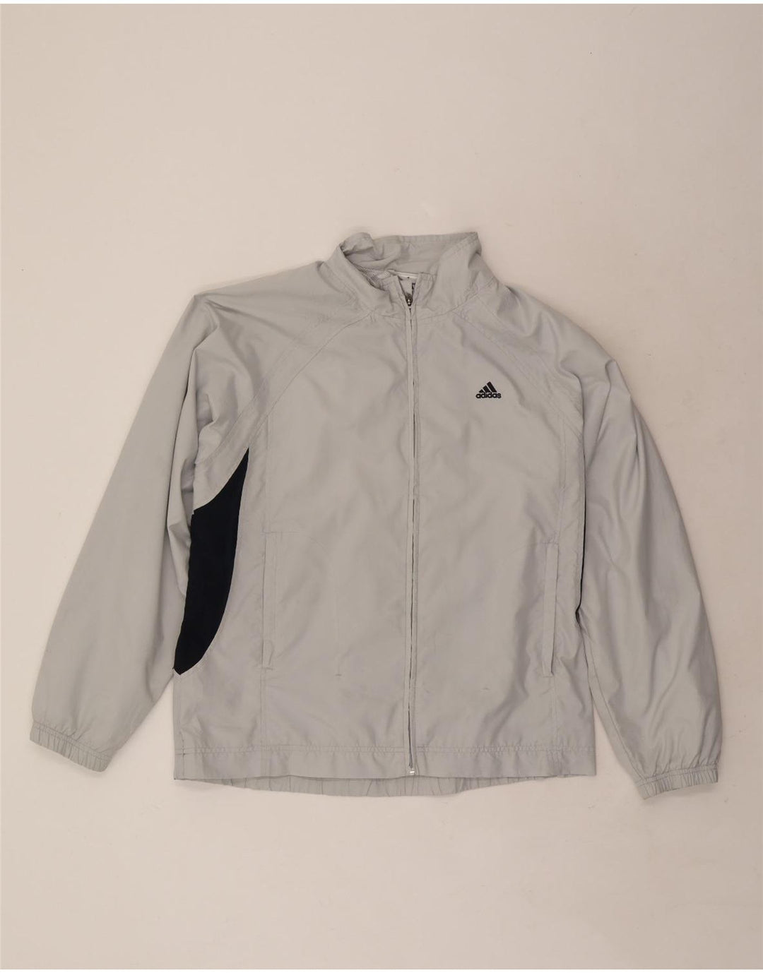 Adidas Herren-Trainingsanzug-Oberteiljacke UK 40/42 Mittelgraues Colourblock-Polyester