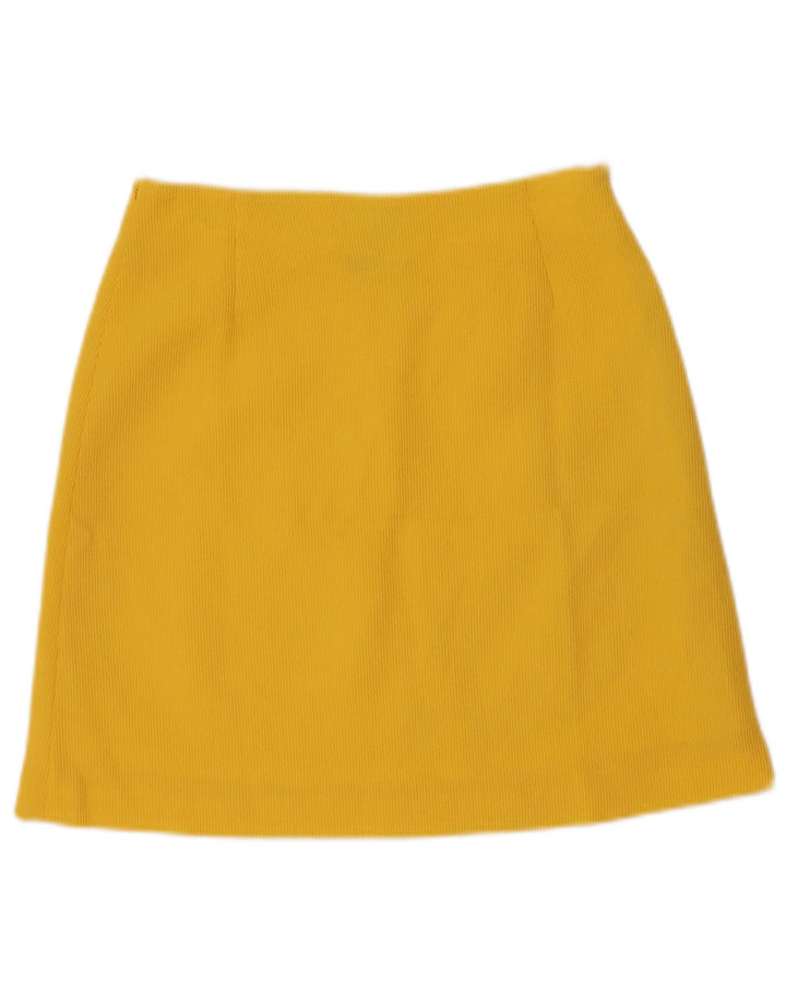 Vintage Damen A-Linienrock IT 42 Medium W28 Gelbes Polyamid