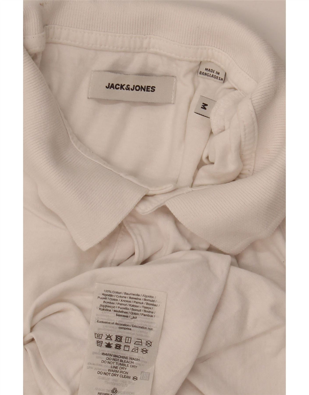 JACK & JONES Herren Grafik-Langarm-Poloshirt Mittelweiß Farbblock