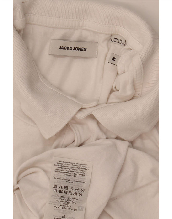 JACK & JONES Herren Grafik-Langarm-Poloshirt Mittelweiß Farbblock