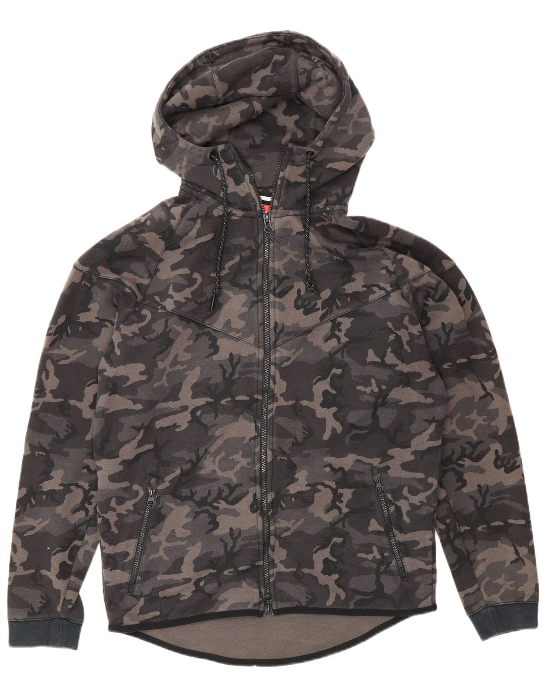 Nike Herren-Kapuzenpullover mit Reißverschluss, mittelgraue Camouflage-Baumwolle