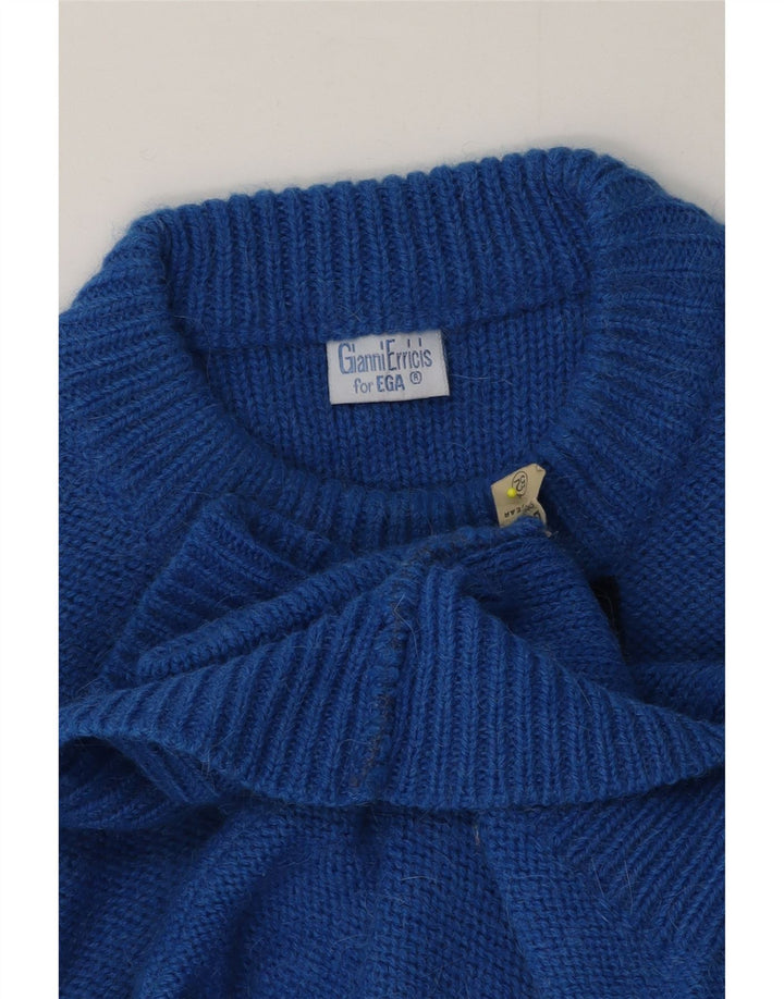 Vintage Herren-Pullover mit Rundhalsausschnitt, Größe 52, groß, blau, Farbblock
