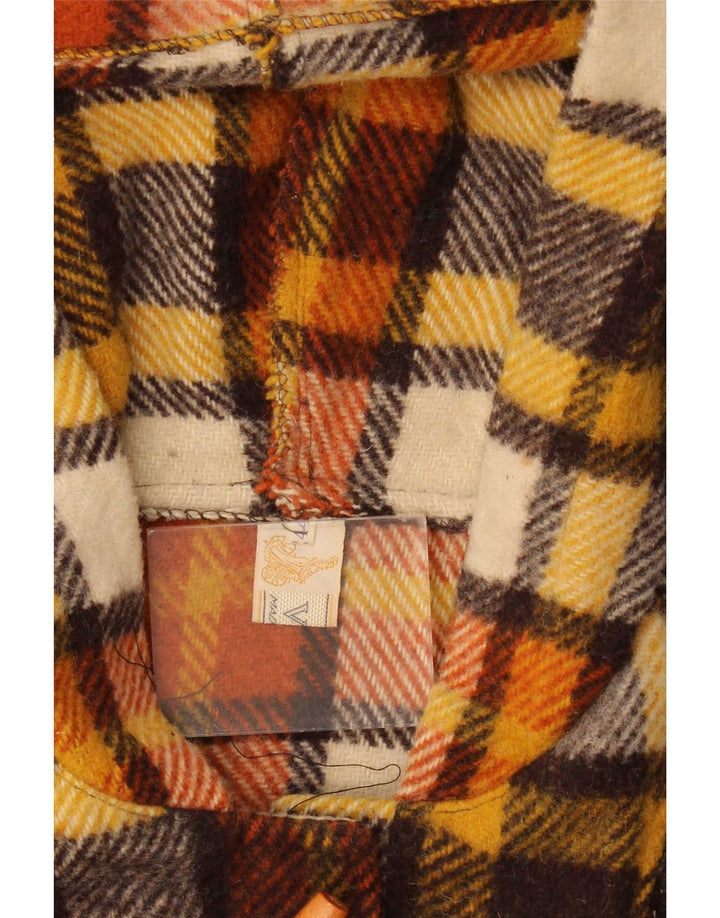 Vintage Damen Dufflecoat mit Kapuze IT 44 Medium Mehrfarbig kariert