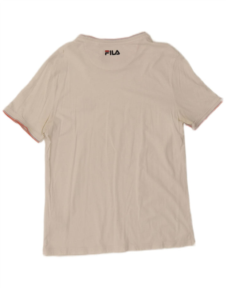 Fila Herren T-Shirt Top Small weiß gestreift aus Baumwolle