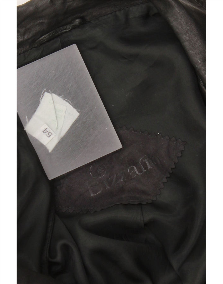 Bizzarro Herren 3-Knopf-Blazerjacke IT 54 2XL Schwarzes Leder