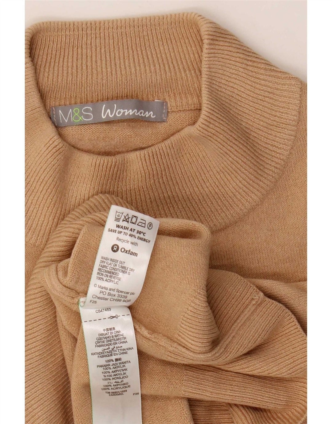 Marks & Spencer Rollkragenpullover für Damen, Größe S, Beige, Acryl