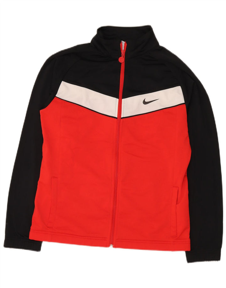 NIKE Jungen-Trainingsanzug-Top-Jacke, 13–14 Jahre, XL, rotes Farbblock-Polyester