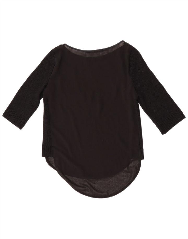 Zara Damen Top 3/4 Ärmel UK 10 Small Schwarz