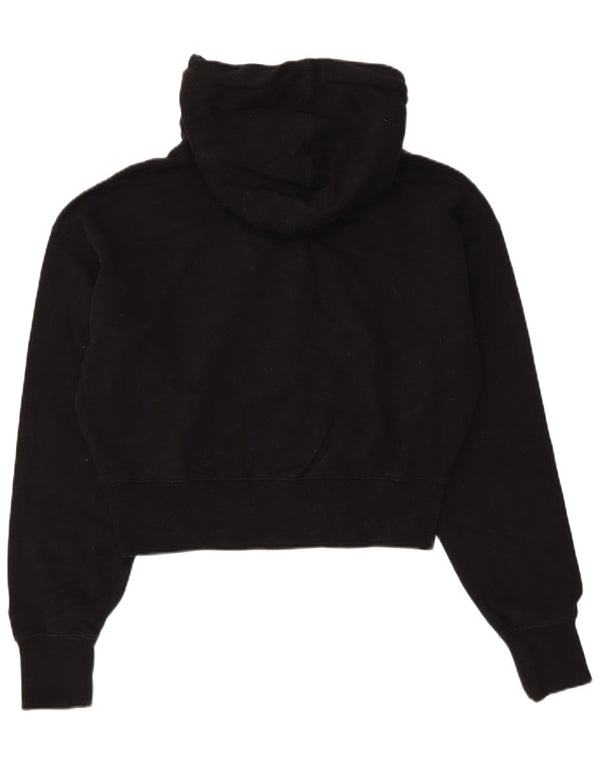 Superdry Damen Graphic Crop Hoodie Pullover UK 12 Mittelschwarze Baumwolle