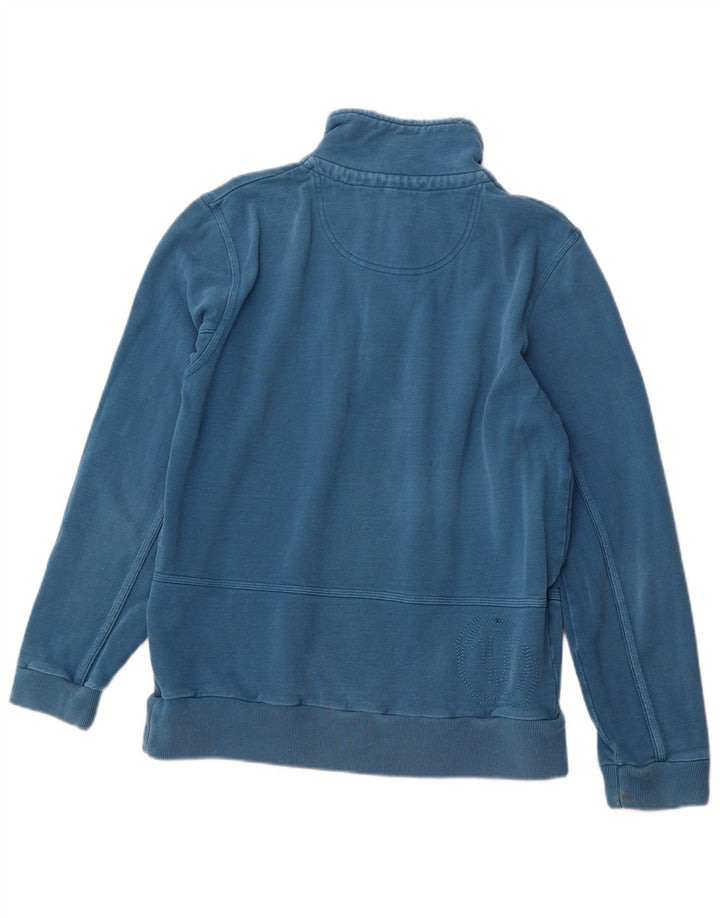 FAT FACE Herren-Sweatshirt mit Reißverschluss am Hals, mittelblaue Baumwolle