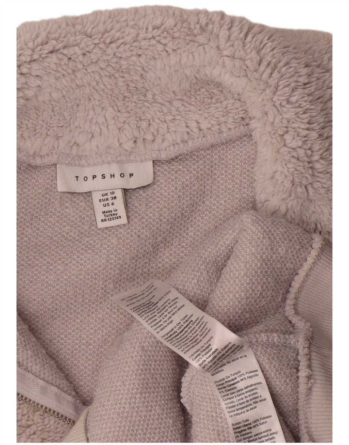 Topshop Damen-Fleecepullover mit Reißverschluss am Hals, übergroß, UK 10, Größe S, Grau, Polyester