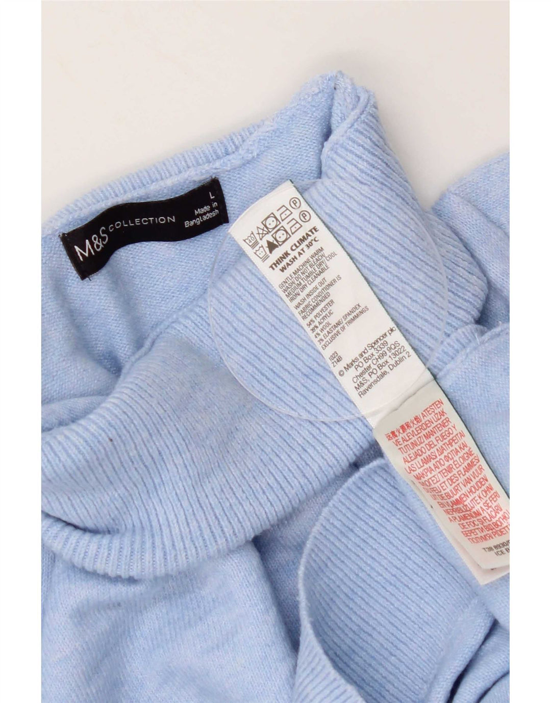 Marks & Spencer Damen-Pullover mit Rollkragen, Gr. 40, Größe L, Blau, Polyester