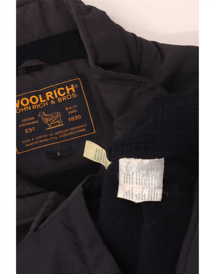 Woolrich Herren-Windbreaker-Jacke mit Grafik, UK 40, Größe L, marineblaues Nylon