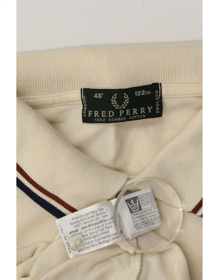Fred Perry Herren-Poloshirt, groß, cremefarbene Baumwolle