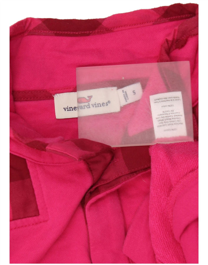 Vineyard Vines Herren-Sweatshirt mit Knopfkragen, klein, rosa kariert, Baumwolle