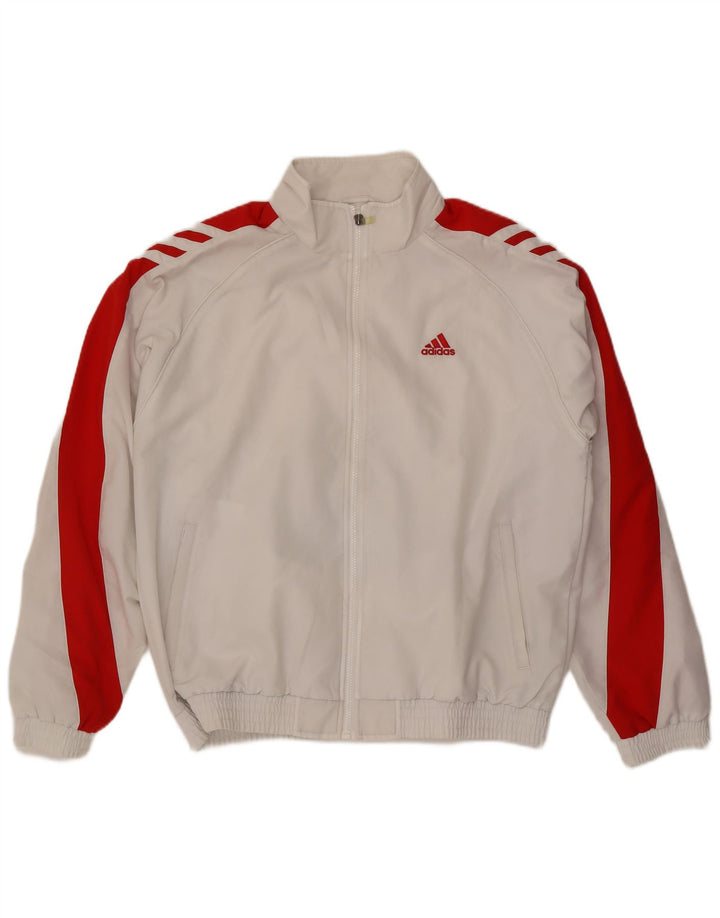 Adidas Herren-Trainingsanzugoberteil, UK-Größe 44/46, großes weißes Colourblock-Polyester
