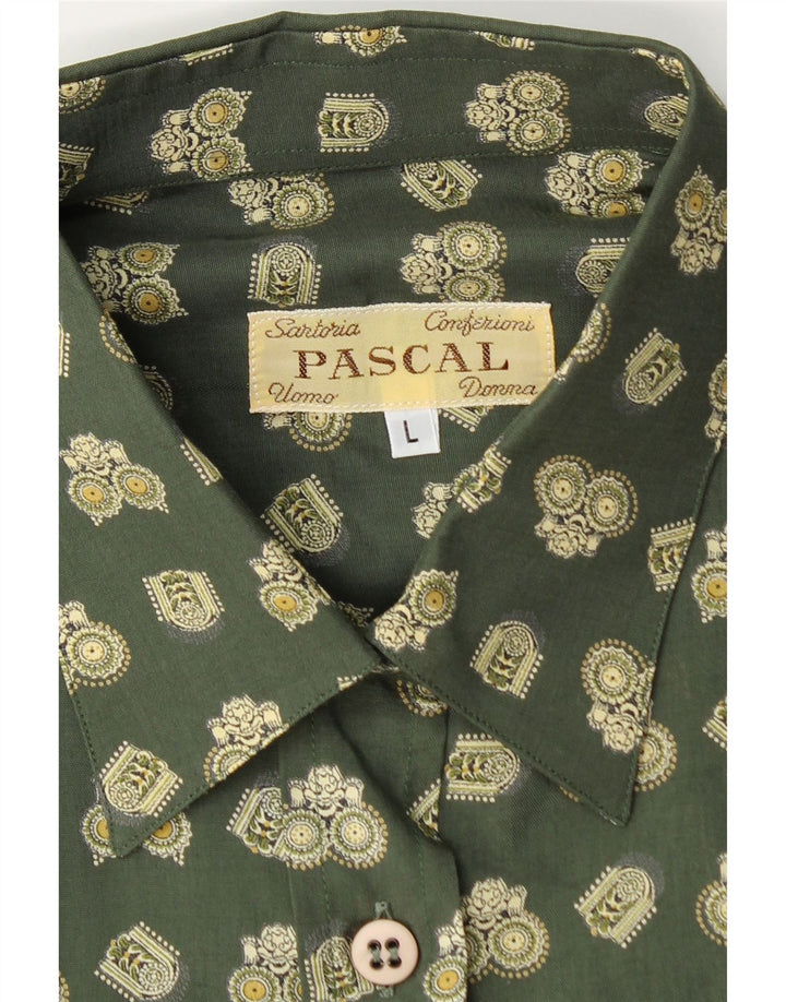 Vintage Damen Übergroßes Hemd mit abstraktem Muster, UK 16, groß, grün, geometrisch