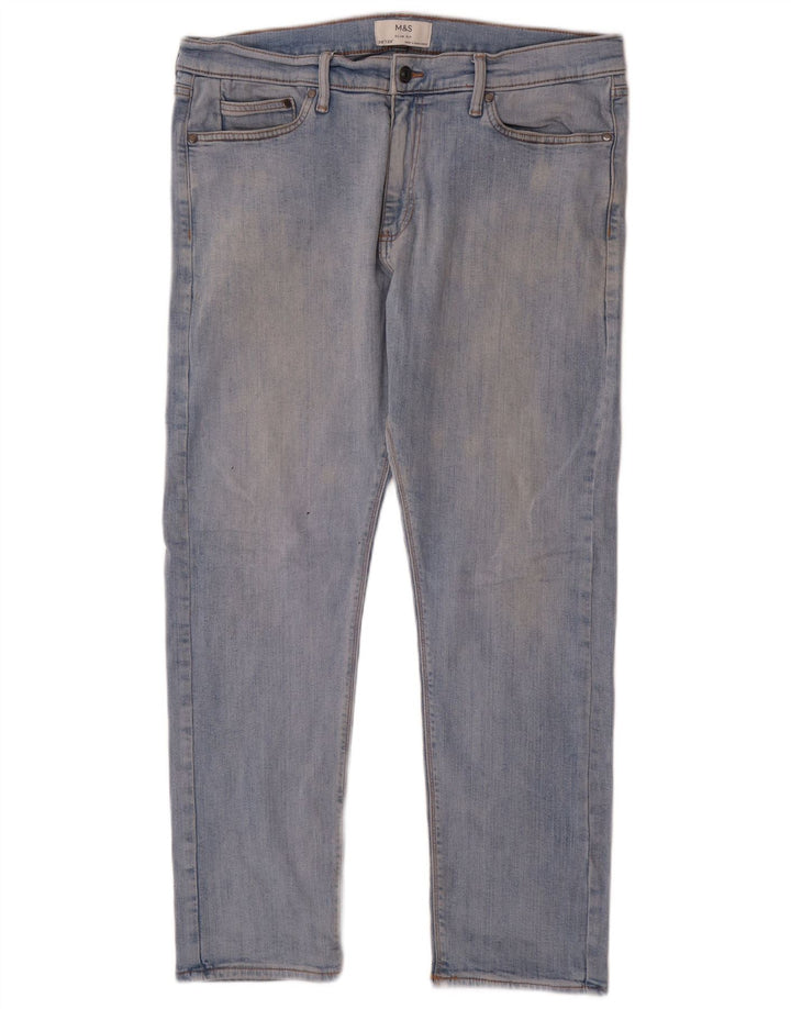 Marks & Spencer Herren Slim Jeans W36 L29 Blaue Baumwolle