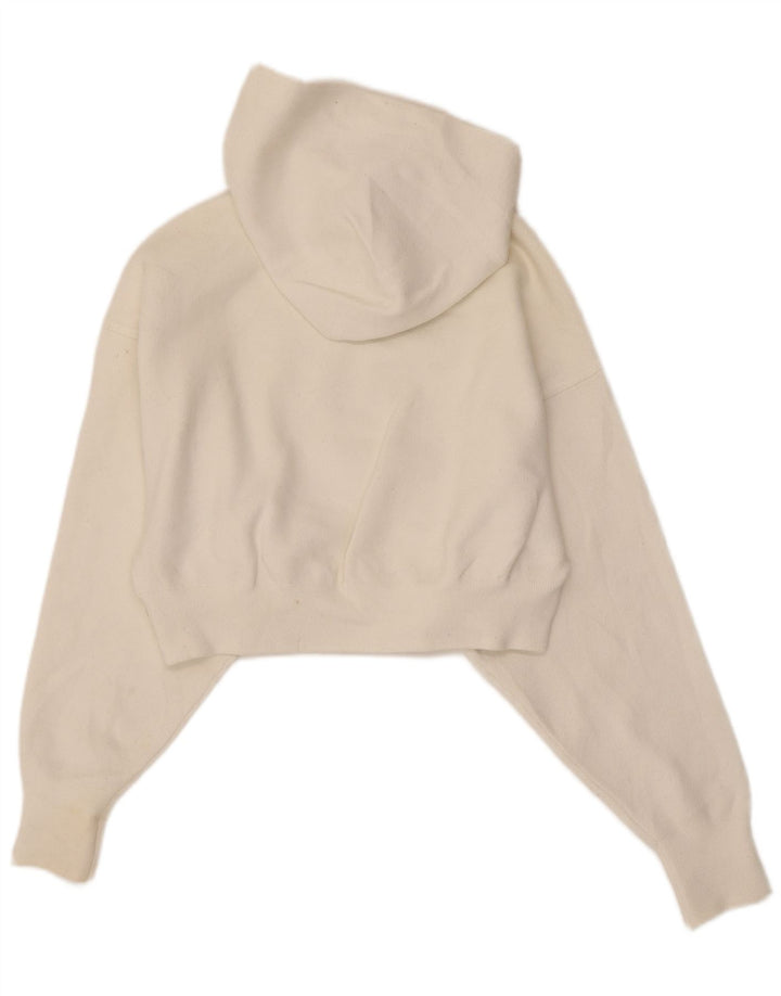 Zara Damen Crop Hoodie Pullover UK 12 Mittelweiße Viskose