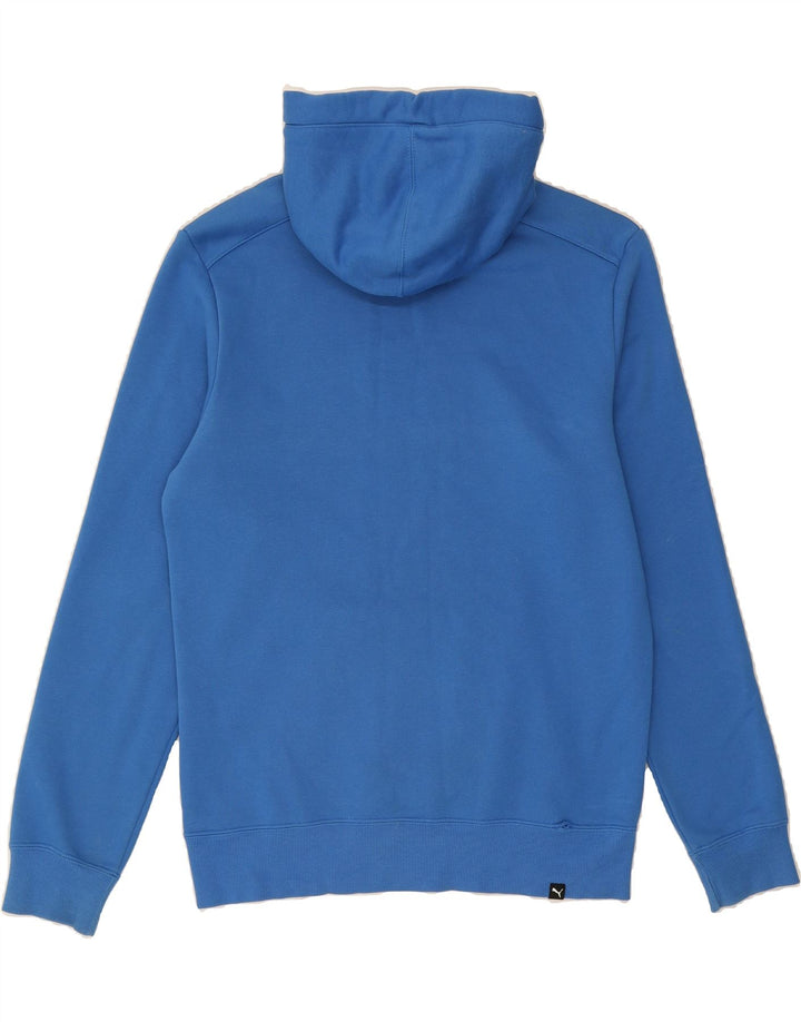 PUMA Mens Graphic Hoodie Jumper Small Blue Cotton Vintage Puma and Second-Hand Puma from Messina Hembry 