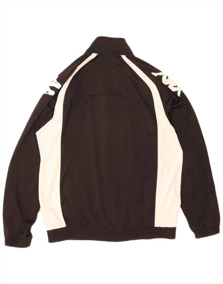 Kappa Herren-Trainingsanzugoberteil mit Grafik, 2XL, schwarzes Farbblock-Polyester