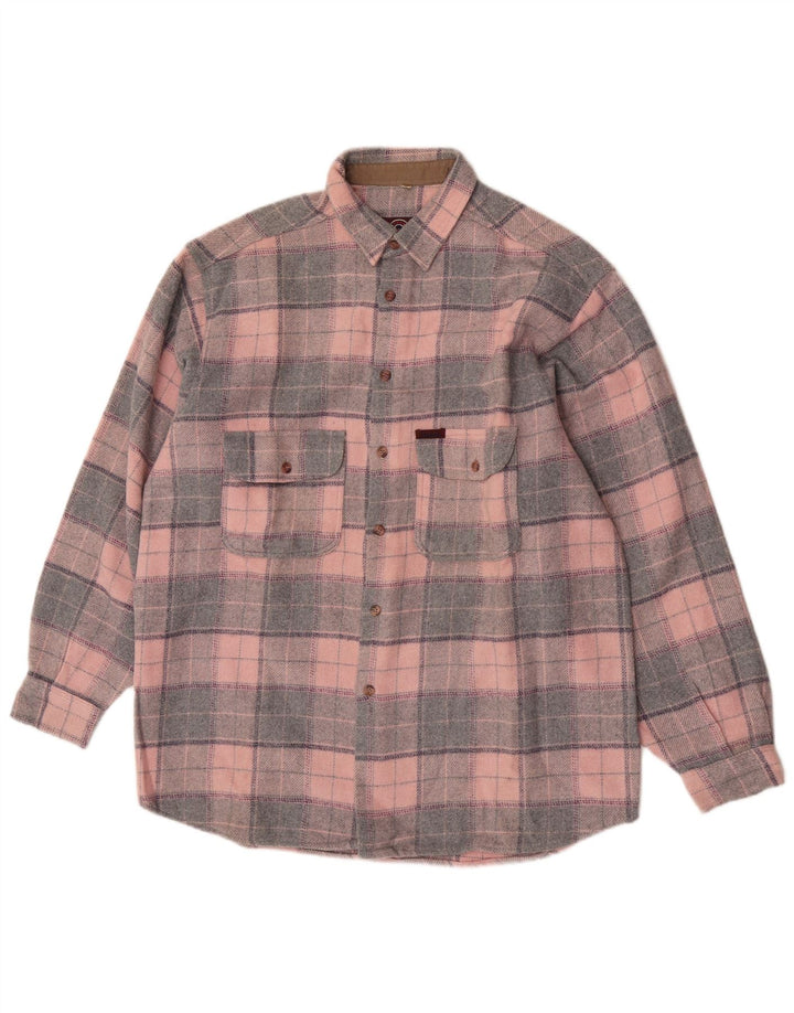 Invicta Herren-Flanellhemd, groß, rosa kariert, Polyester
