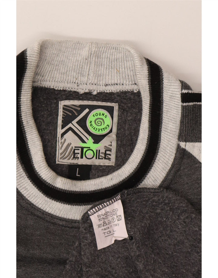 Vintage Herren-Sweatshirt-Pullover, großes graues Farbblock-Acryl