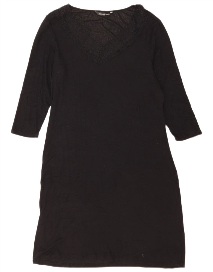Marks & Spencer Damen-Etuikleid mit 3/4-Ärmeln, Gr. 14, Größe L, Schwarz, Modal