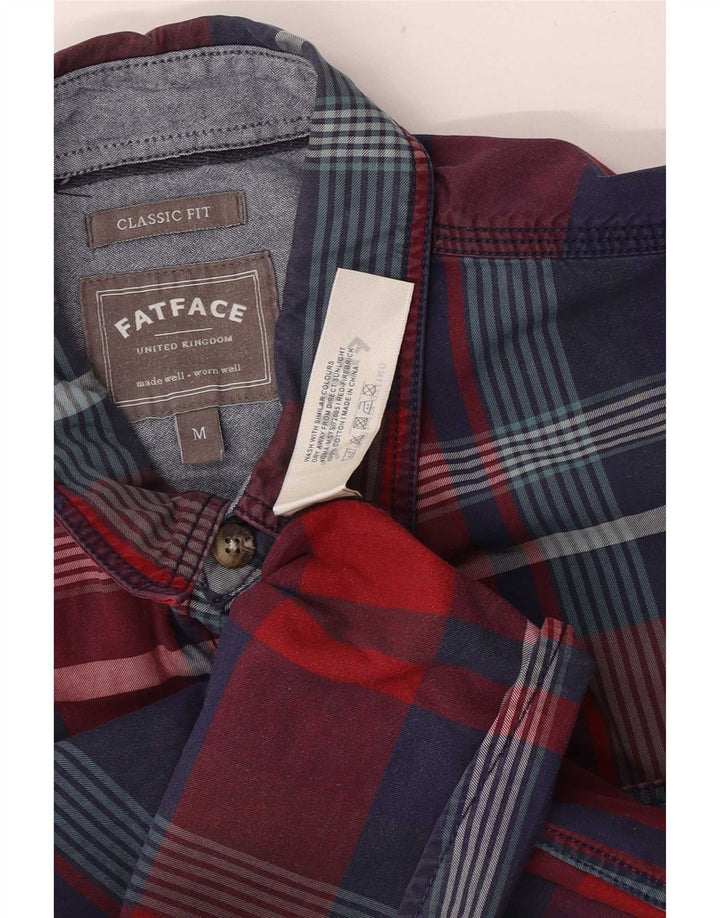 Fat Face Herren-Flanellhemd mit klassischer Passform, mittelrot karierte Baumwolle