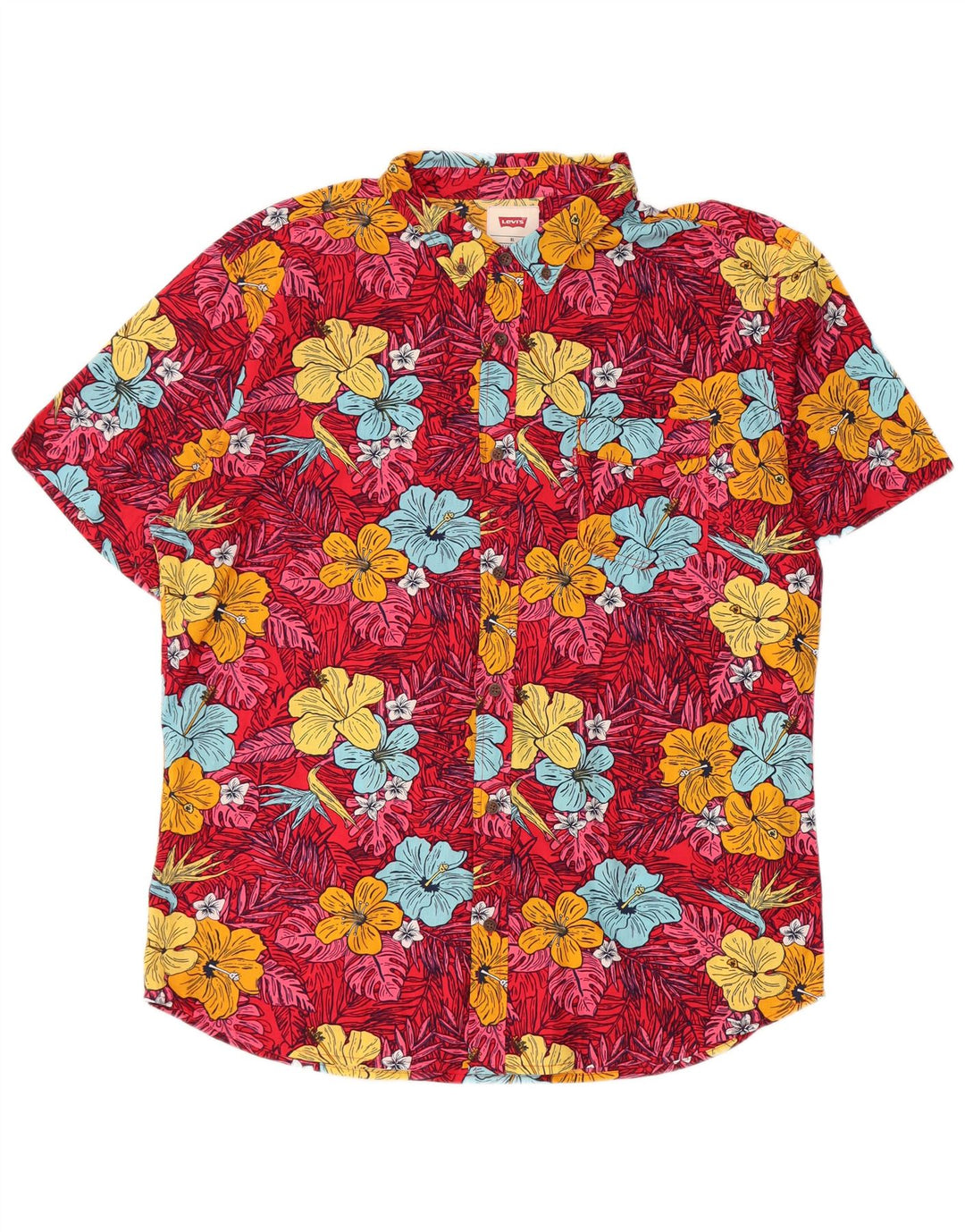 Levi's Herren-Kurzarmhemd XL, mehrfarbig, Blumenmuster, Baumwolle