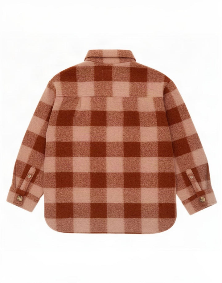 Zara Jungen-Overshirt-Flanellhemd, 11–12 Jahre, braun kariertes Polyester