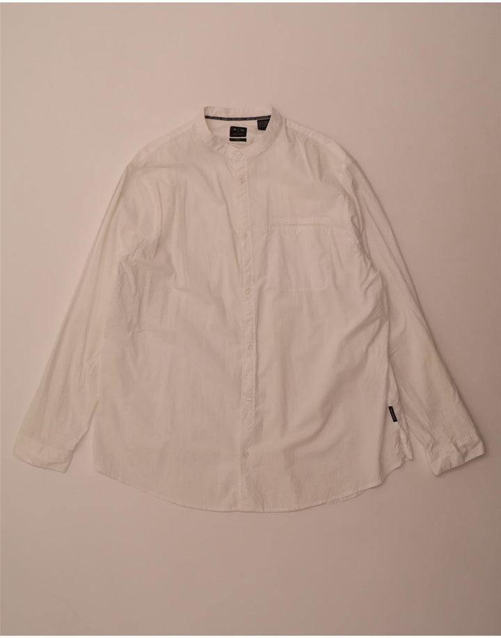 Armani Exchange Herren-Hemd mit lockerer Passform, 2XL, weiße Baumwolle