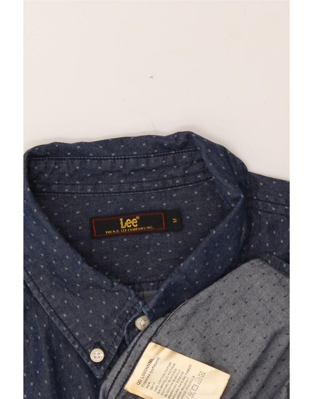LEE Mens Shirt Medium Navy Blue Spotted Cotton Vintage Lee and Second-Hand Lee from Messina Hembry 