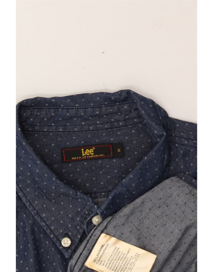 LEE Mens Shirt Medium Navy Blue Spotted Cotton Vintage Lee and Second-Hand Lee from Messina Hembry 