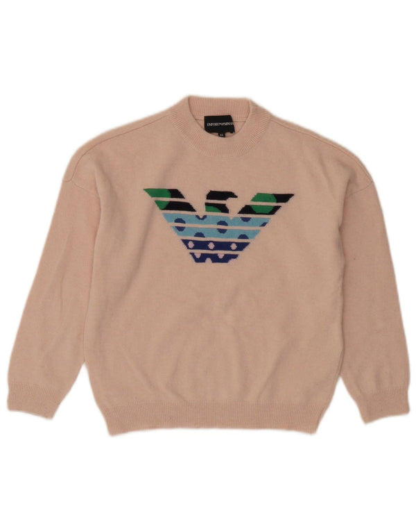 Emporio Armani Mädchen-Pullover mit grafischem Rundhalsausschnitt, 7–8 Jahre, Rosa