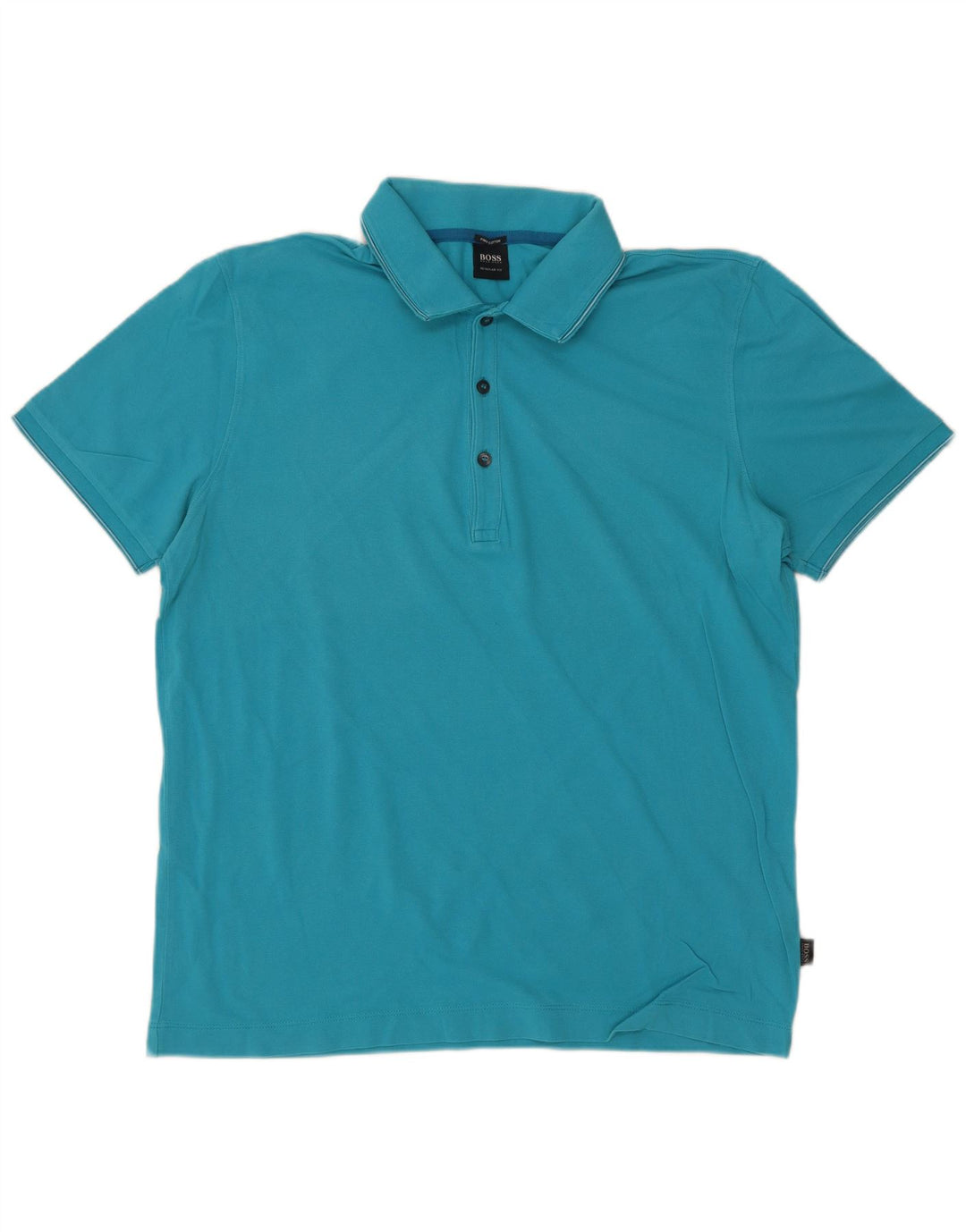 Hugo Boss Herren-Poloshirt mit normaler Passform, XL, blaue Baumwolle