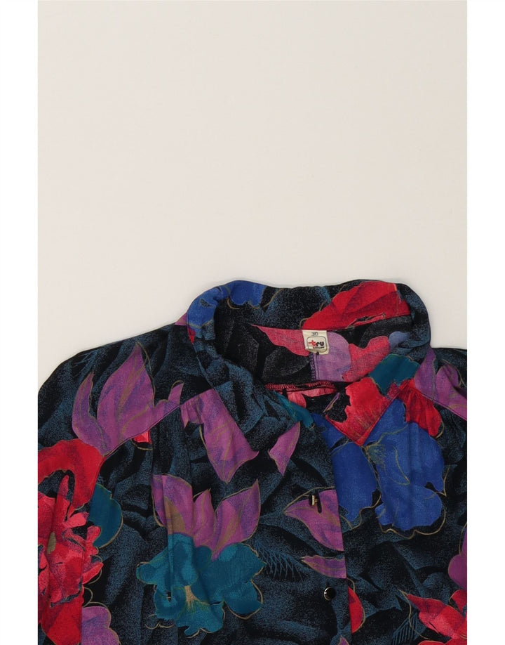 TRU Womens Batwing Crop Shirt Blouse EU 36 Small Multicoloured Floral Vintage Tru and Second-Hand Tru from Messina Hembry 