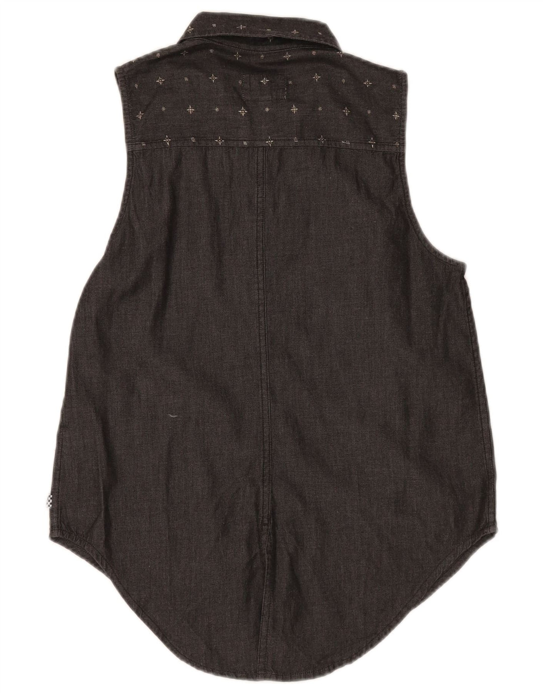 VANS Damen ärmelloses Jeanshemd UK 10 Small Grau gefleckte Baumwolle