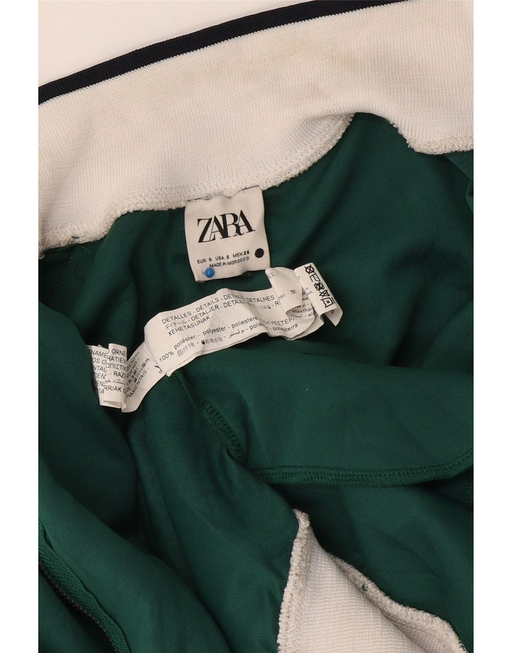 Zara Damen-Trainingsanzug-Top-Jacke, UK 10, klein, grünes Farbblock-Polyester