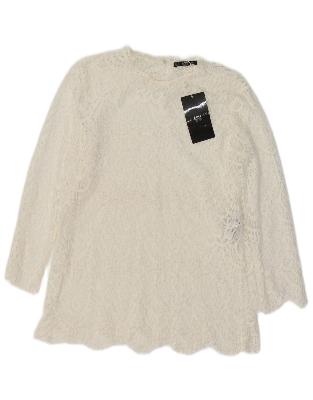 ZARA Damen Blusentop UK 12 Mittelweiße Baumwolle