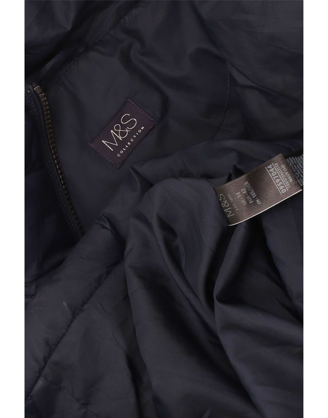 Marks & Spencer Damen Wattierter Mantel UK 14 Large Marineblau Polyester