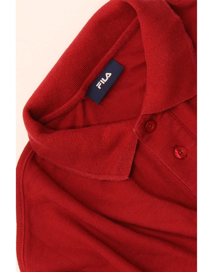 Fila Herren Langarm-Poloshirt Mittelrot