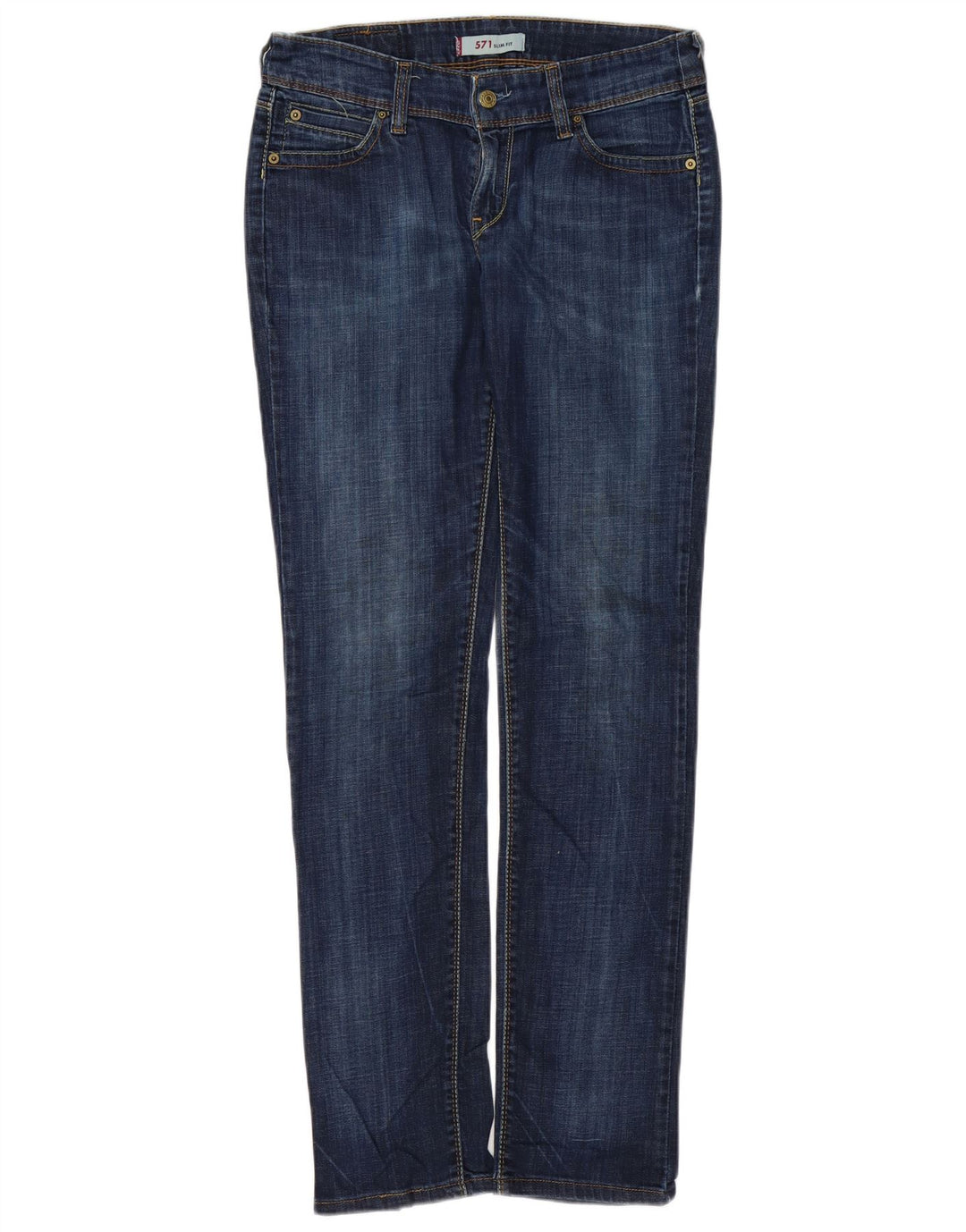 LEVI'S Damen 571 Slim Jeans W30 L34 Marineblaue Baumwolle