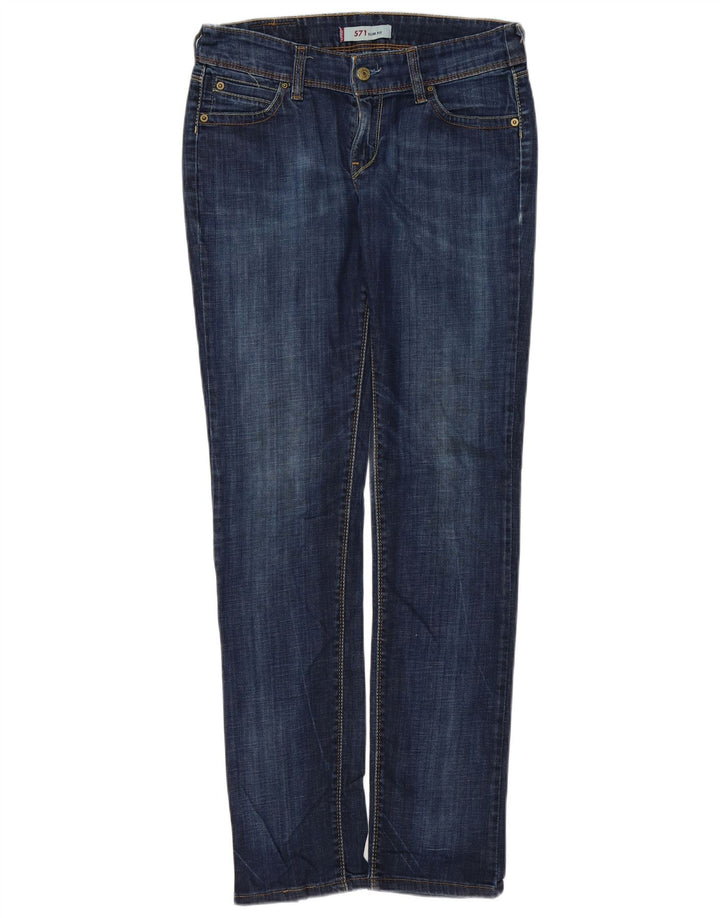 LEVI'S Damen 571 Slim Jeans W30 L34 Marineblaue Baumwolle